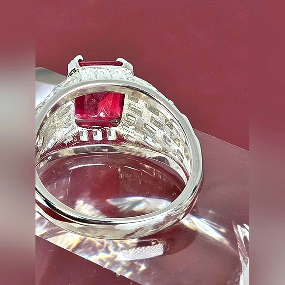 925 Sterling Silver Ring SZ 6.5 with Octagon Natural Ruby 9x7mm Gemstone - Picture 11 of 13